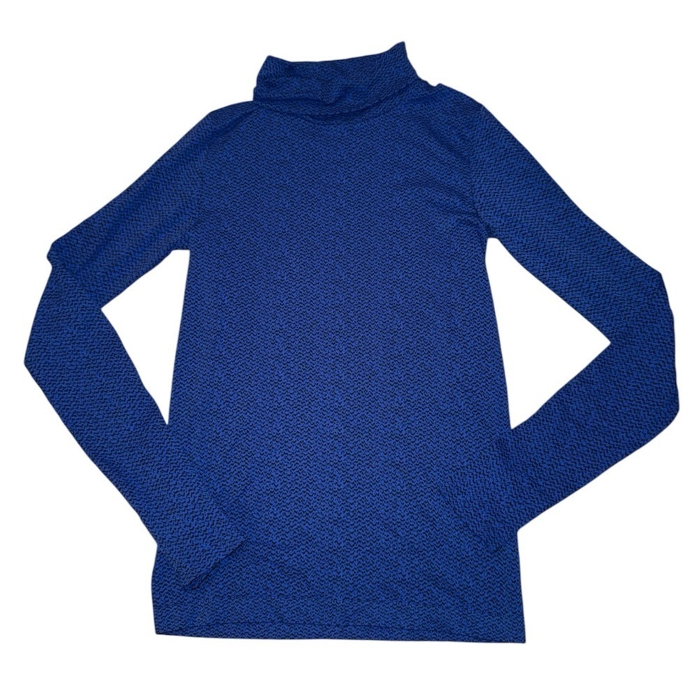 Athleta Flurry Peak Turtleneck Womens Size M Blue Black Long Sleeve Thumb Hole